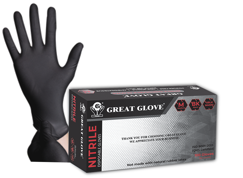 GREAT GLOVE 4mil Black box of 100 gloves
