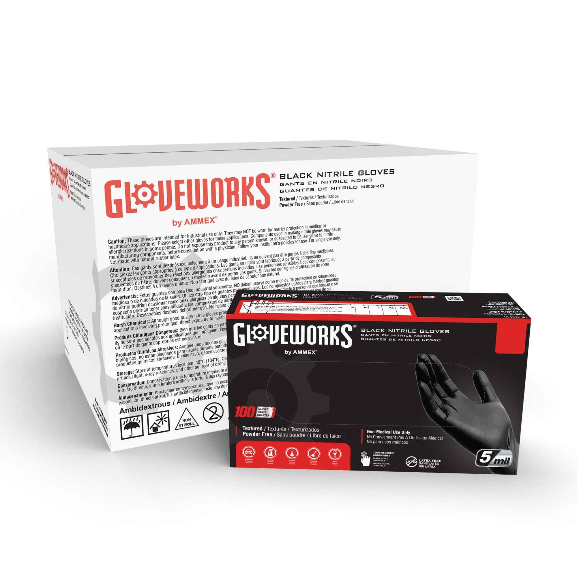 Black Nitrile Gloves, 10 top boxes