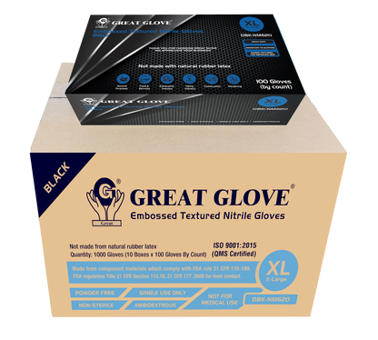 GREAT GLOVE 3D 6mil Diamond Grip-Black Case of 10 Boxes