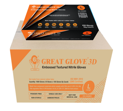 GREAT GLOVE 3D 8Mil Diamond Grip-Orange Case of 10 Boxes