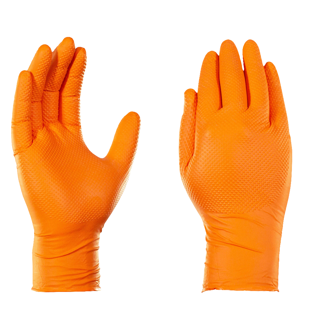 GREAT GLOVE 8mil Diamond Grip-Orange Box of 100