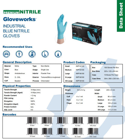 Industrial Blue Nitrile 5mil Case/10 Boxes